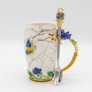 Gift For Her Mugs Mom OSATI Gifts Butterfly Flower With Matching Spoon NIB
